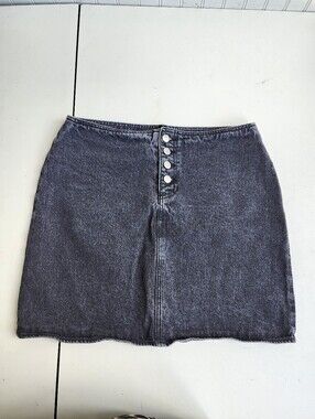 Jackie Blue Black Denim Mini Skirt Women’s 100% Cotton Butron Fly Sz 12